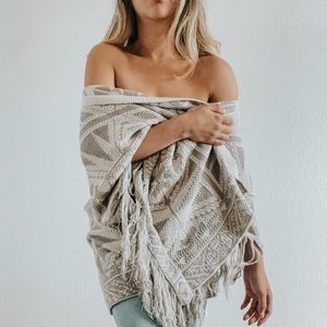 Sun & Shadow abstract print beige cardigan fringe